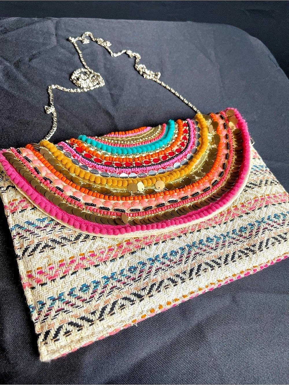 A&B Embroidered Multicolor Shoulder Bag